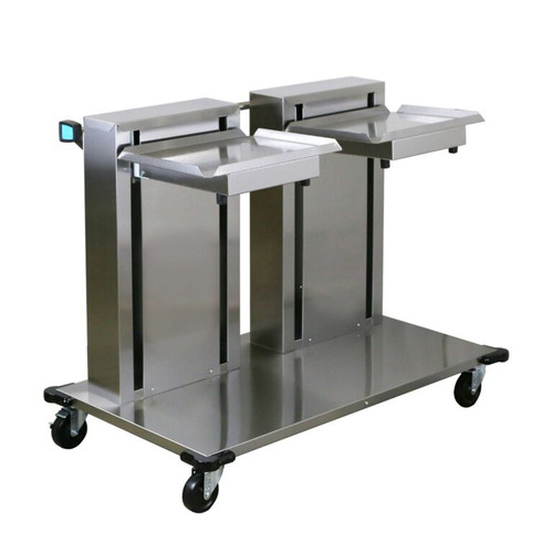 Lakeside 2819 47" W Stainless Steel Mobile Cantilever 15" x 20" Tray, Glass and Cup Rack Dispenser