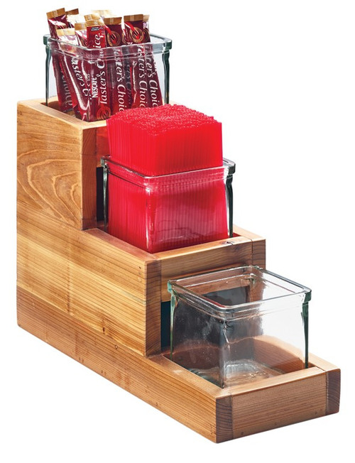 Cal-Mil 3612-4-99 Madera Condiment Stair Step Display 5-1/4"W x 14-1/2"D x 12-1/2"H