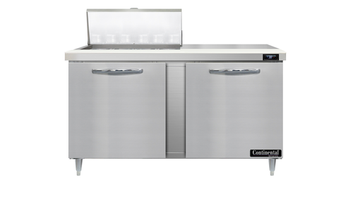 Continental Refrigerator D60N12M 60" W Two-Section Two Door Designer Line Mighty Top Sandwich Unit