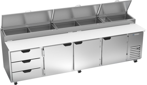 Beverage Air DPD119HC-3 119" W Four-Section Three Door Three Door Pizza Top Refrigerated Counter