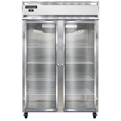 Continental Refrigerator 2RNSSGD 52" W Two-Section Glass Door Reach-In Refrigerator