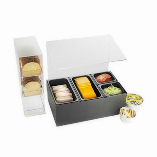 Cal-Mil 1102 20.5" W x 12.75" D x 19.75" H Black 4 Pans Classic Salsa / Condiment Bar Set