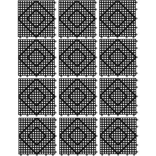 San Jamar VM5280BK-12 12" x 12" Bar Mat Tile and Shelf Liner