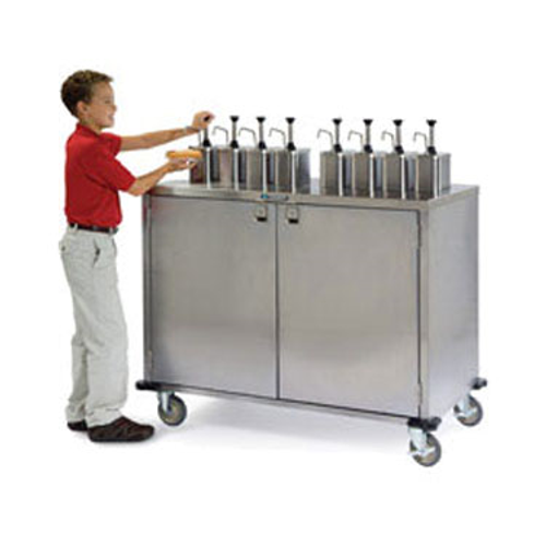 Lakeside 70210 Stainless Steel Condiment Cart Casters with Brakes 50-1/4"W x 27-1/2"D x 47"H