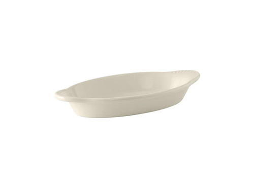 Tuxton BEN-080 8 Oz. Ceramic American White/Eggshell Oval Welsh Rarebit (1 Dozen)