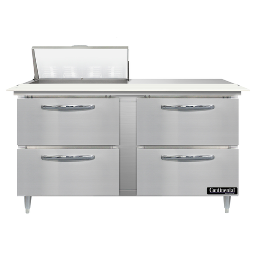 Continental Refrigerator D60N8C-D 60" W Two-Section Four Drawer Designer Line Sandwich Unit
