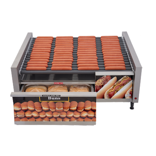 Star 75SCBDE Stadium Seating Grill-Max Hot Dog Grill With Roller-Type With Integrated Bun Drawer
