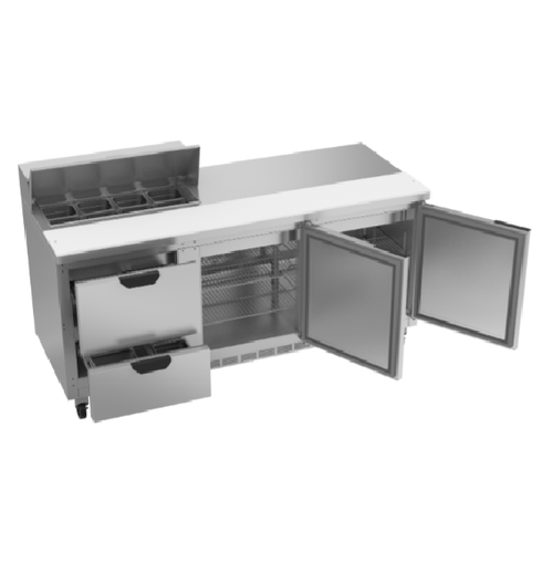 Beverage Air SPED72HC-08-2 72" W Three-Section Two Door Sandwich Top Refrigerated Counter