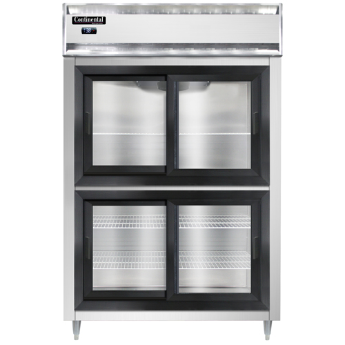 Continental Refrigerator D2RSNSGDHD 52" W Two-Section Glass Door Reach-In Designer Line Refrigerator