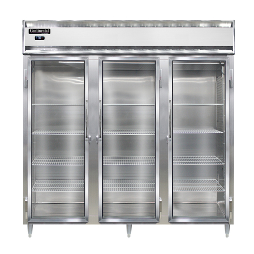 Continental Refrigerator D3RNSAGD 78" W Three-Section Glass Door Reach-In Designer Line Refrigerator