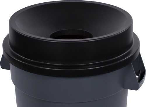 Carlisle 34103503 4.99" H X 22.64" Dia. Snap Down Tab Locks Polyethylene Black Bronco Funnel Lid