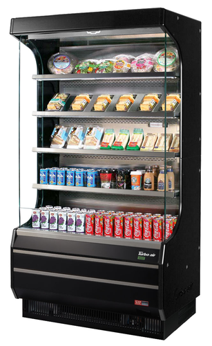 Turbo Air TOM-40W(B)-N 39" W Stainless Steel Open Front Vertical Open Display Merchandiser - 115 Volts
