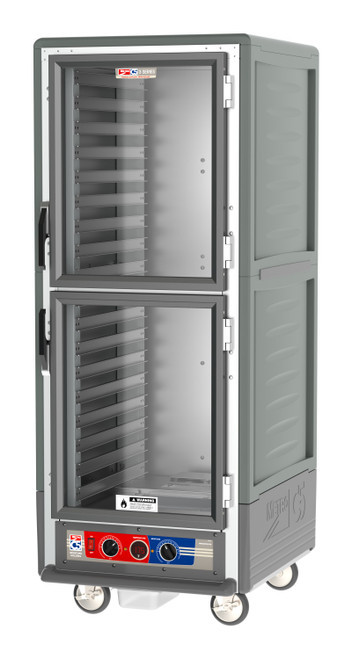 Metro C539-MDC-L-GY C5 3 Series Gray Full-Size Insulated Moisture Heated Holding & Proofing Cabinet with Clear Dutch Doors and Lip Load Slides - 120V