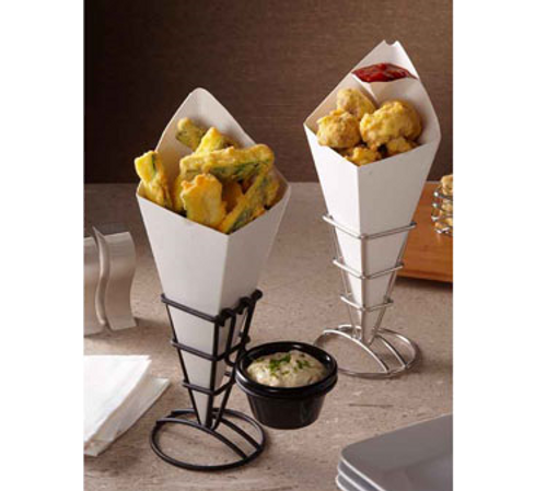 American Metalcraft SQFBBL Stainless Steel Black Cone Fry Cone Holder