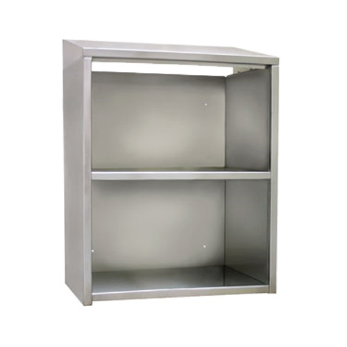 Glastender WCO48 Wall Mount Cabinet, Open Front, 48"W, Sloped Top, Wall MounTing Bracket, Stainless Steel Construction