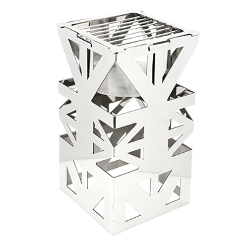 Eastern Tabletop 1743B 8”W x 8”D x 15”H Black 18/10 Stainless Steel Lexus Ridge Design Connecting Riser Stand