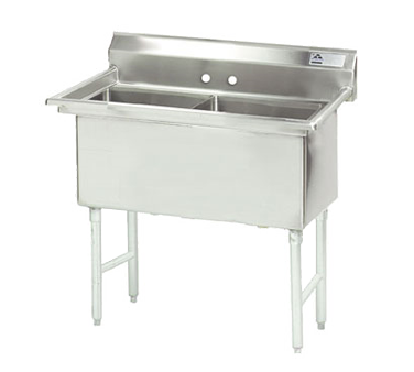 Advance Tabco FC-2-1824-X 40" - 53" 16-Gauge Stainless Steel Two Compartment Fabricated Sink
