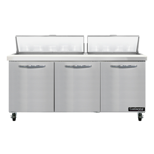 Continental Refrigerator SW72N18 72" W Three-Section Three Door Sandwich Unit