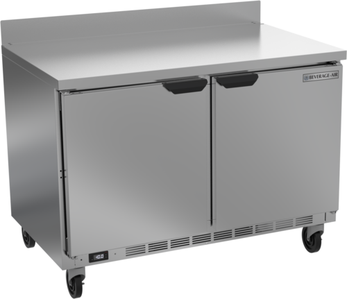 Beverage Air WTF48AHC 48"W Two Door Stainless Steel Worktop Freezer With 4" Removable Backsplash