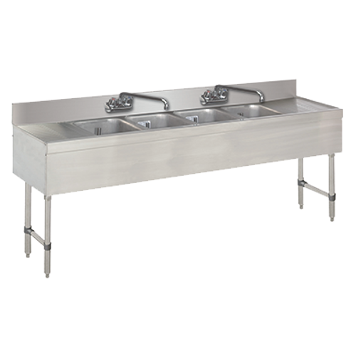 Advance Tabco SLB-74C-X 84" W x 18" D Stainless Steel 4 Bowls Special Value Underbar Sink Unit