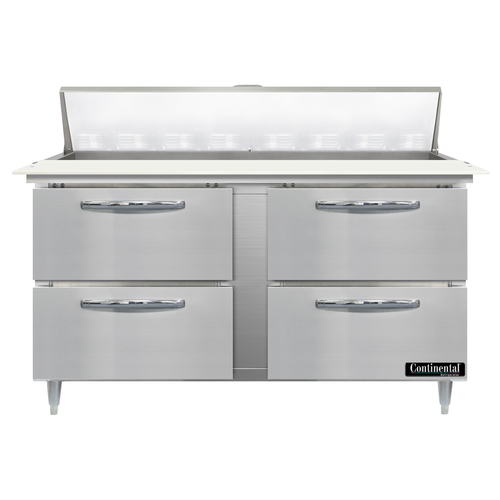 Continental Refrigerator D60N16C-D 60" W Two-Section Four Drawer Designer Line Sandwich Unit