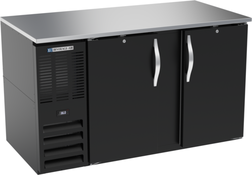 Beverage Air BB58HC-B 59" W Black Stainless Steel 2 Solid Doors Refrigerated Back Bar Storage Cabinet - 115 Volts