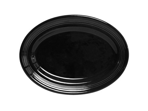 Tuxton CBH-116 Ceramic Black Oval Platter (1 Dozen)