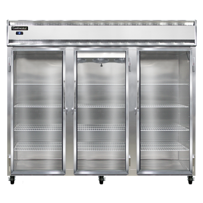 Continental Refrigerator 3RENSSGD 85.5" W Three-Section Glass Door Reach-In Extra-Wide Refrigerator