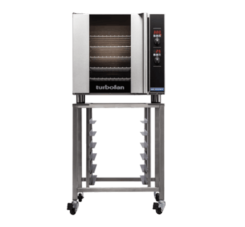 Moffat E32D5 + VH32 + SK32 Turbofan Single-Deck Electric Convection Oven with Stand and Ventless Hood