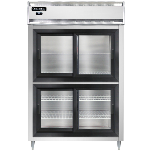 Continental Refrigerator D2RNSSSGDHD 52" W Two-Section Glass Door Reach-In Designer Line Refrigerator