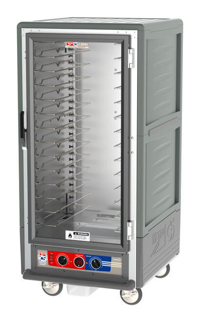 Metro C537-MFC-U-GY C5 3 Series Gray 3/4-Size Insulated Moisture Heated Holding & Proofing Cabinet with Clear Doors and Universal Wire Slides - 120 Volts