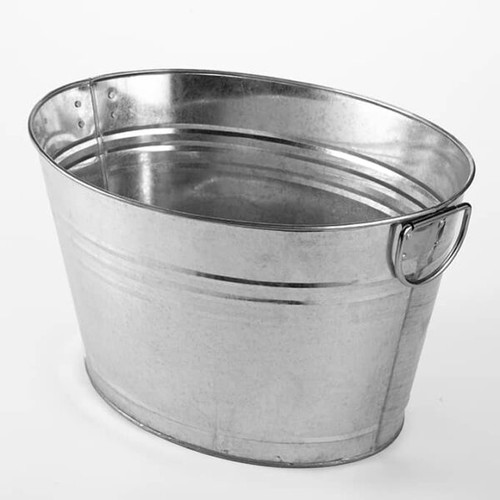 American Metalcraft GPTUB20 Oval Galvanized Tub 20" L x 15" W x 11" H