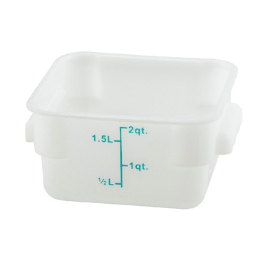 Winco PESC-2 2 Qt. White Square Polypropylene Storage Container