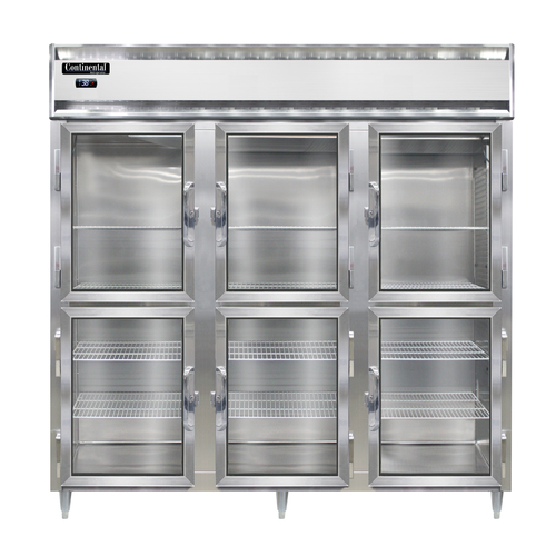Continental Refrigerator D3RNGDHD 85.5" W Three-Section Glass Door Reach-In Designer Line Refrigerator