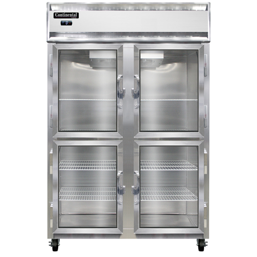 Continental Refrigerator 2F-SS-GD-HD 52" W Two-Section Glass Door Reach-In Freezer - 115 Volts