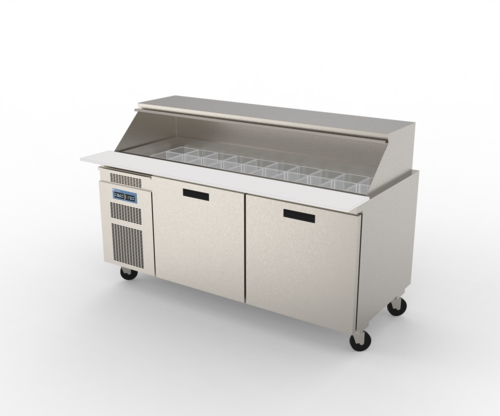 Randell 9272W-290 72" W Two-Section Two Door High Heat Refrigerated Mega-Top Sandwich Unit / Breading Table