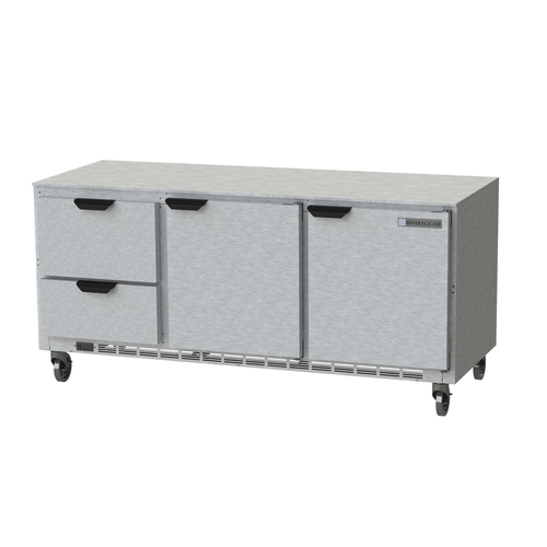 Beverage Air UCRD72AHC-2 72"W Three-Section Reach-In Undercounter Refrigerator