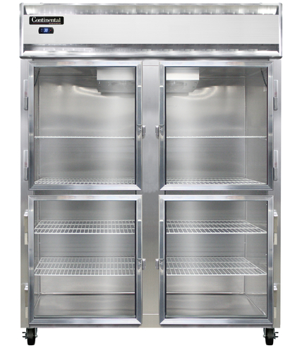 Continental Refrigerator 2RENSSGDHD 57" W Two-Section Glass Door Reach-In Extra-Wide Refrigerator
