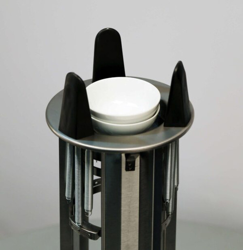 Lakeside 400525 Easy-Glide 5.75" Dia. Round Stainless Steel 1-Tube Open Dish Dispenser - ADA Height