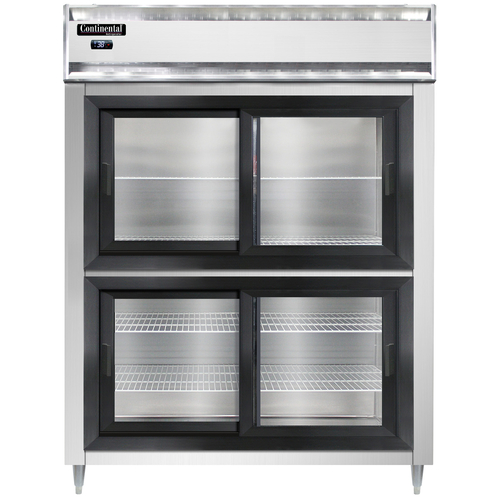 Continental Refrigerator D2RESNSGDHD 57" W Two-Section Glass Door Reach-In Designer Line Wide Refrigerator