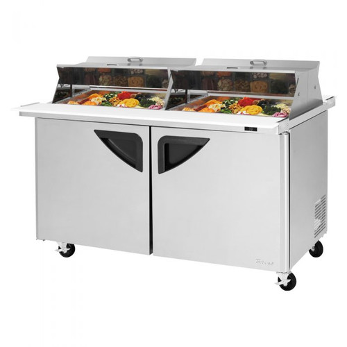 Turbo Air TST-60SD-24-N-DS 60.25" W Two-Section Two Door Super Deluxe Sandwich/Salad Mega Top Unit with Dual Sided Lids