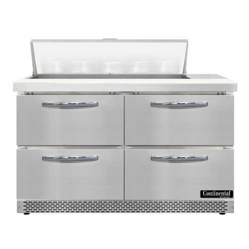 Continental Refrigerator D48N10-FB-D 48" W Two-Section Four Drawer Designer Line Sandwich Unit