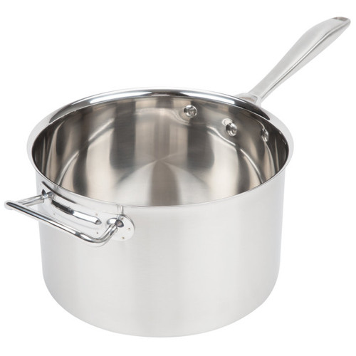 Vollrath 47743 7 Qt. Stainless Steel and Aluminum Clad Bottom Intrigue Stainless Steel Sauce Pan