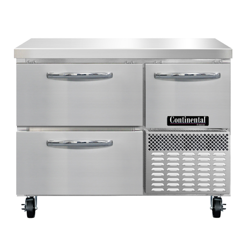 Continental Refrigerator CFA43-BS 43"W Two Door Stainless Steel Freezer Base Worktop Unit With 6"H Backsplash