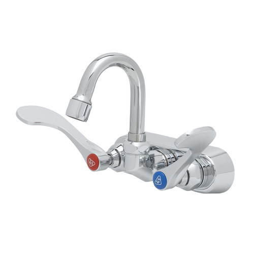 T&S Brass B-1115-131X-WH4 Workboard/Bar Sink Faucet wall mount 4" centers 3" swivel gooseneck nozzle