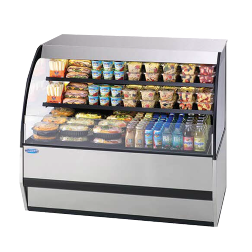 Federal Industries SSRVS7742 77" W Black Specialty Display Versatile Service Top Over Refrigerated Self-Serve Deli Merchandiser - 230 Volts