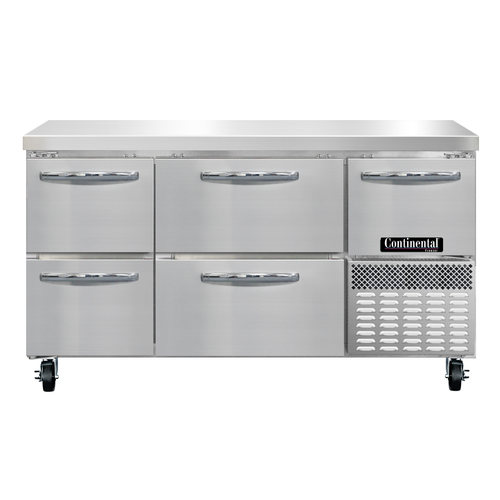 Continental Refrigerator FA60N-D 60"W Two Drawer and One Door Stainless Steel Freezer Base Worktop Unit
