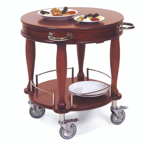 Lakeside 70029 29.5" W Wood Veneer Overlay 1 Shelf Solid Beech Wood Legs Serving Cart-Bordeaux