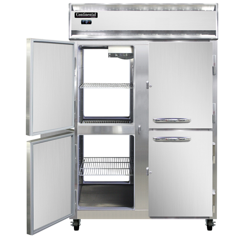 Continental Refrigerator 2F-SS-PT-HD 52" W Two-Section Solid Door Pass-Thru Freezer - 220 Volts