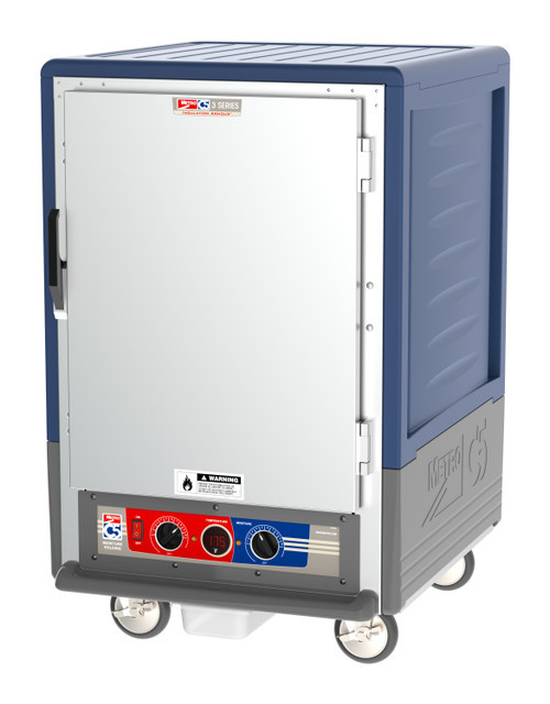 Metro C535-MFS-L-BU C5 3 Series Blue Half-Size Insulated Moisture Heated Holding & Proofing Cabinet with Solid Doors and Lip Load Slides - 120 Volts